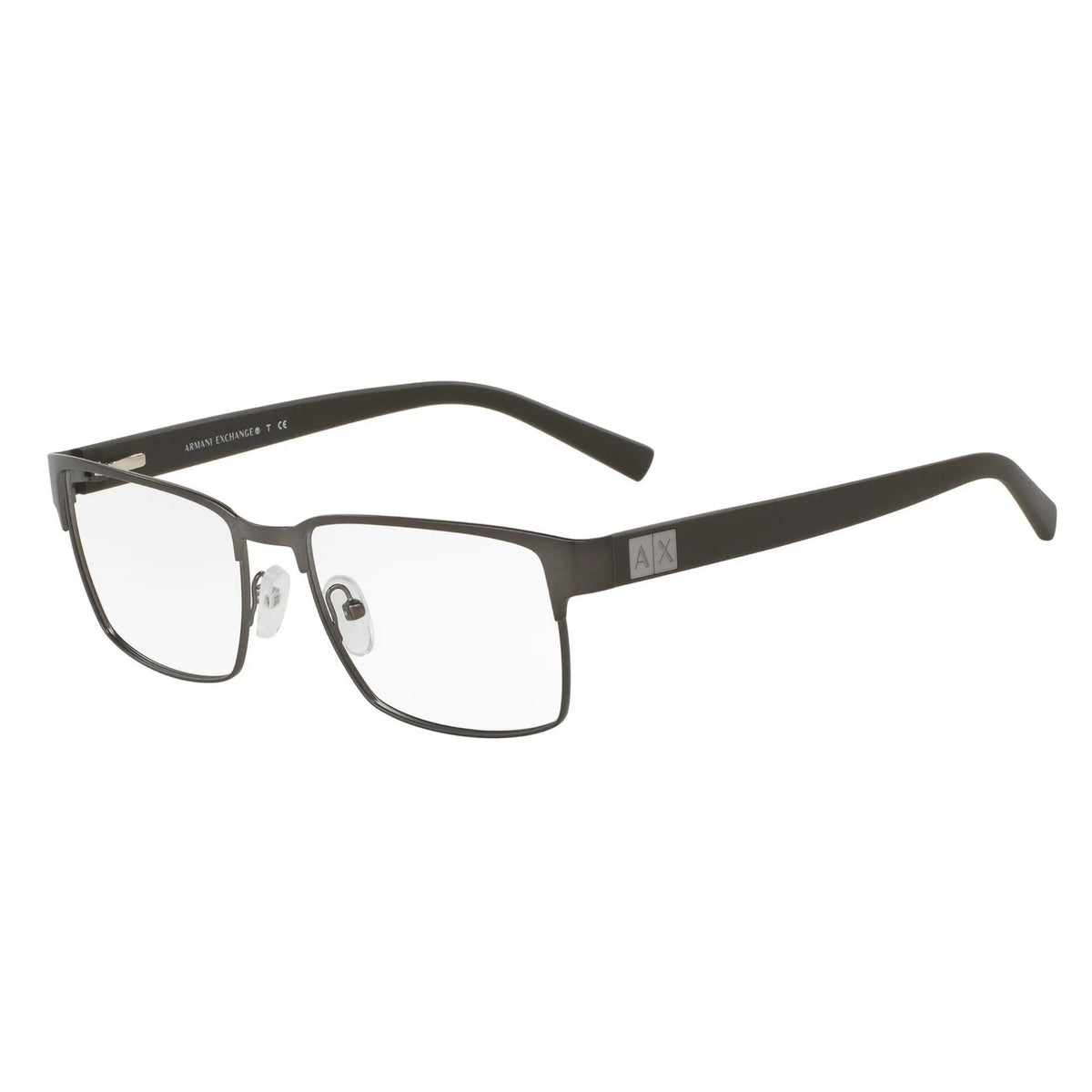 Armani Exchange AX1019 matte gunmetal square eyeglasses with metal frame