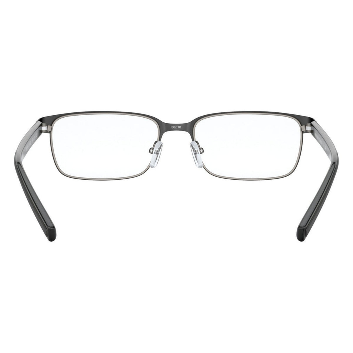 Armani Exchange AX1042 matte black rectangle eyeglasses, back view of the frame and temples