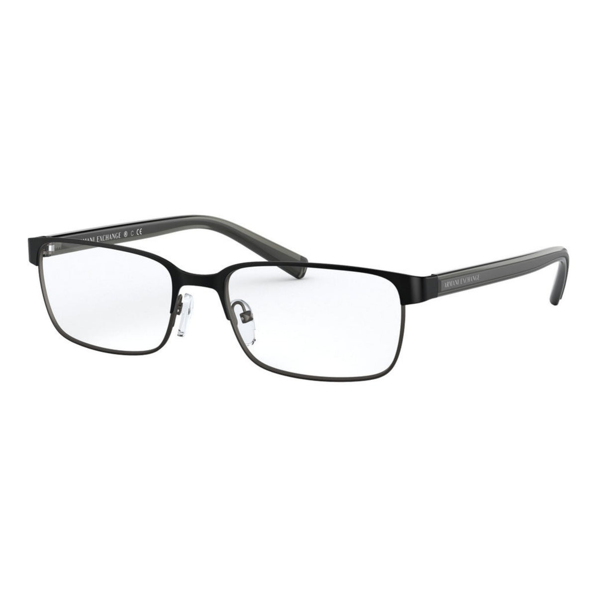 Armani Exchange AX1042 matte black rectangle eyeglasses with metal frame