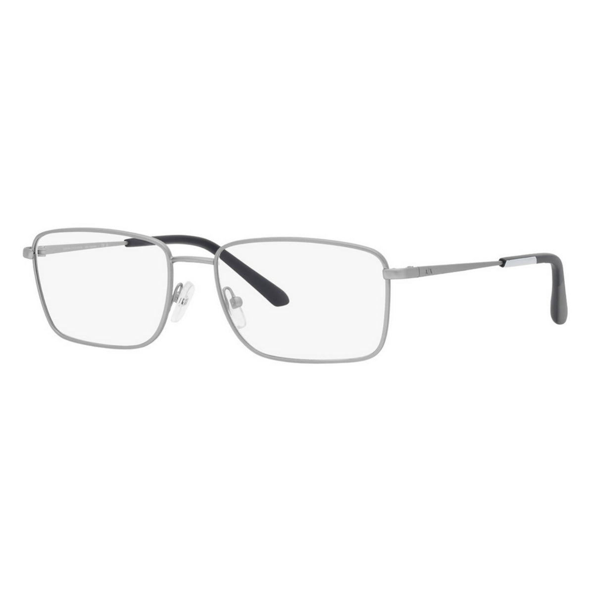Armani Exchange AX1057 matte silver rectangle eyeglasses with metal frame