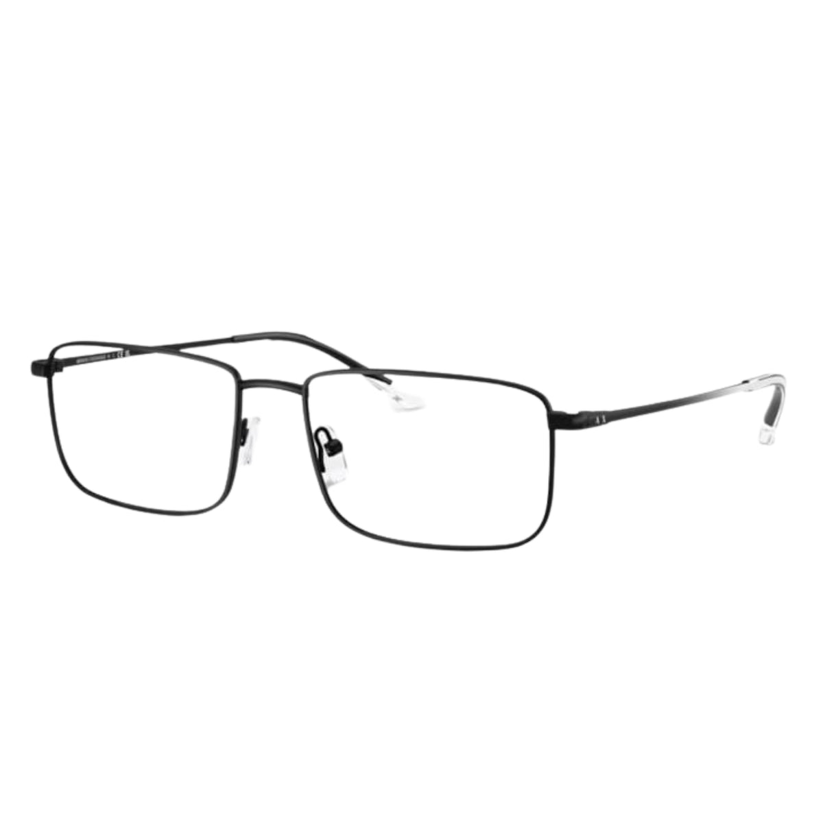 Armani Exchange AX1069 matte black rectangle eyeglasses with steel frame