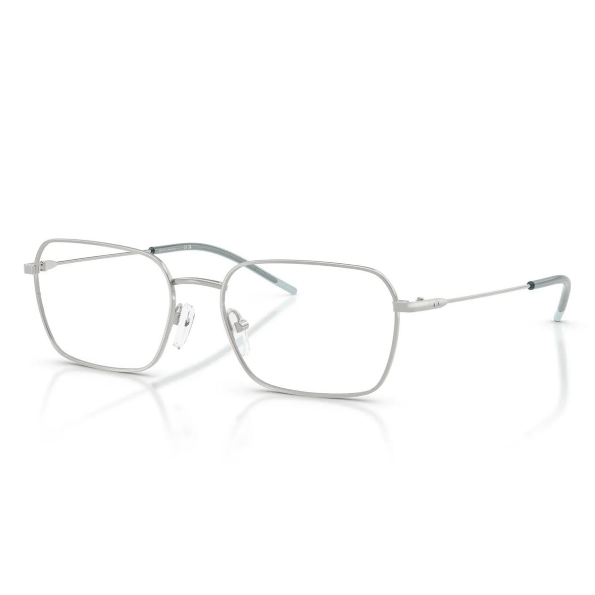 Armani Exchange AX1072 shiny silver square eyeglasses with metal frame