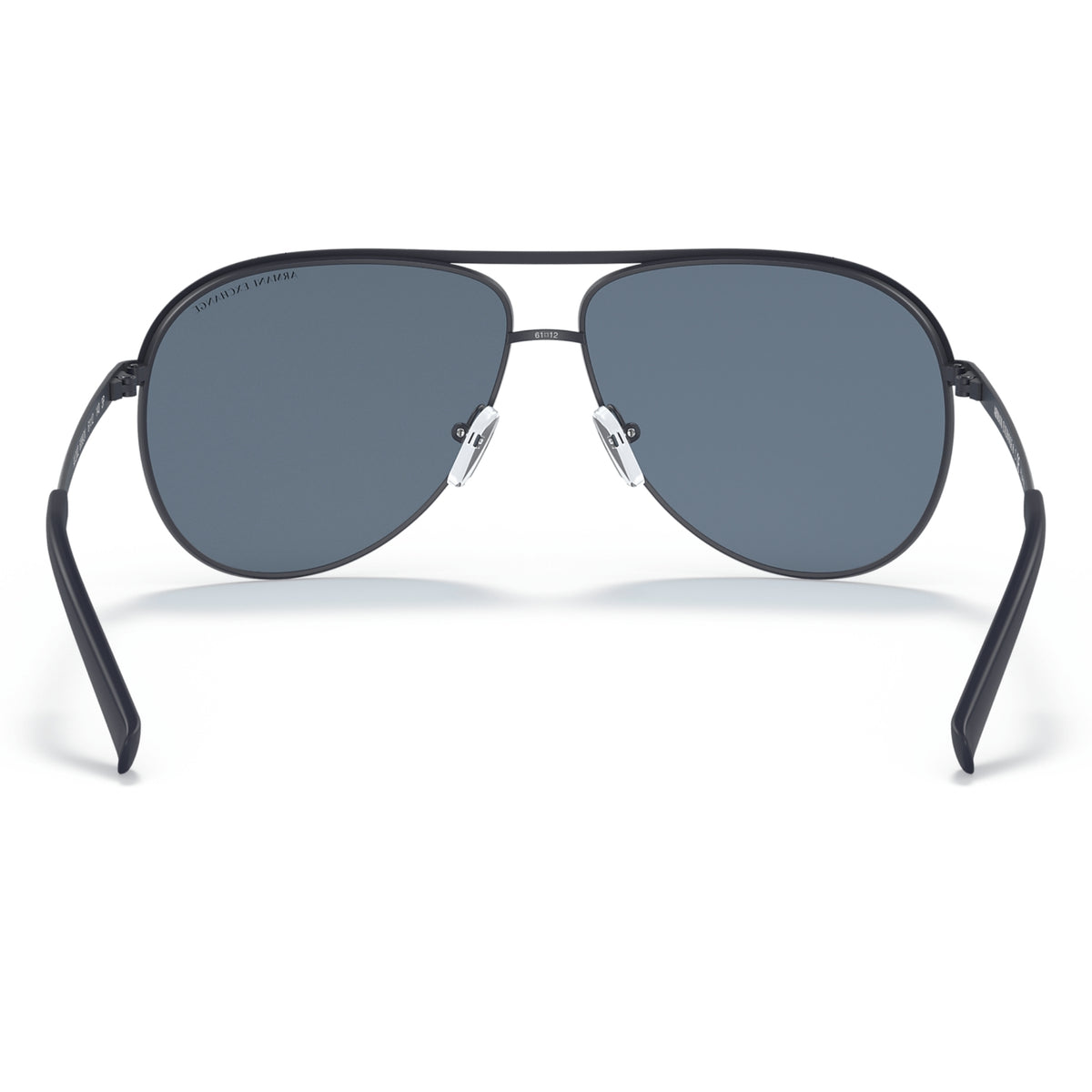 Armani Exchange AX2002 matte blue aviator sunglasses, back view of the frame and temples