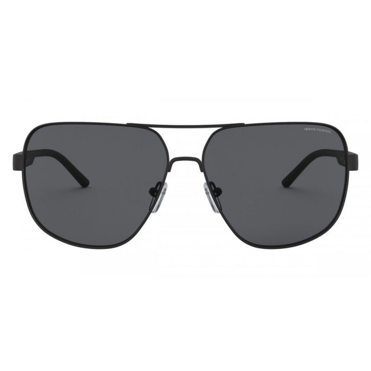 Armani Exchange AX2030S matte black square sunglasses, full-rim metal frame