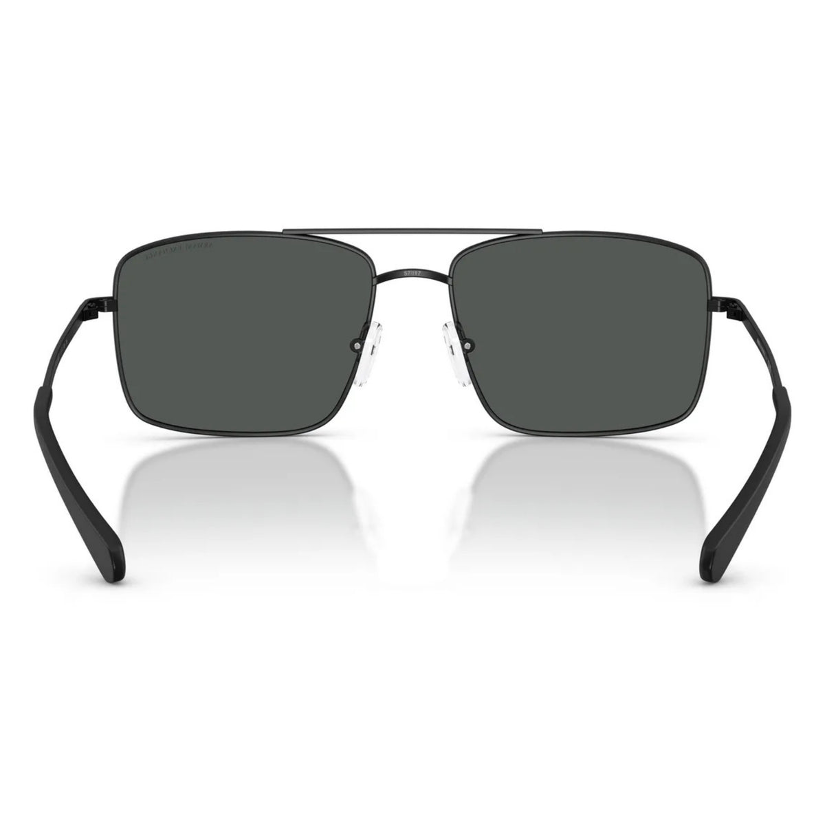 Armani Exchange AX2054S matte black aviator sunglasses, back view of the frame and temples