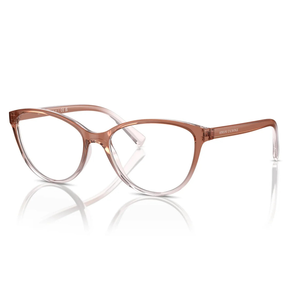 Armani Exchange AX3053 shiny pink & crystal square eyeglasses with lightweight and plastic frame