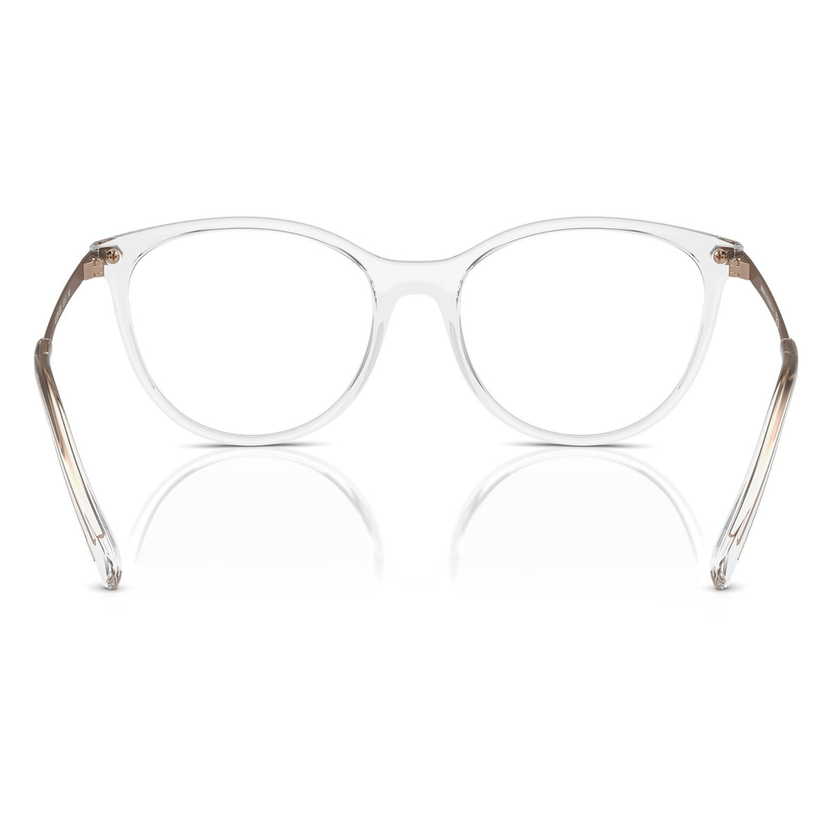Armani Exchange AX3078 shiny crystal cat-eye eyeglasses, back view of the frame and temples