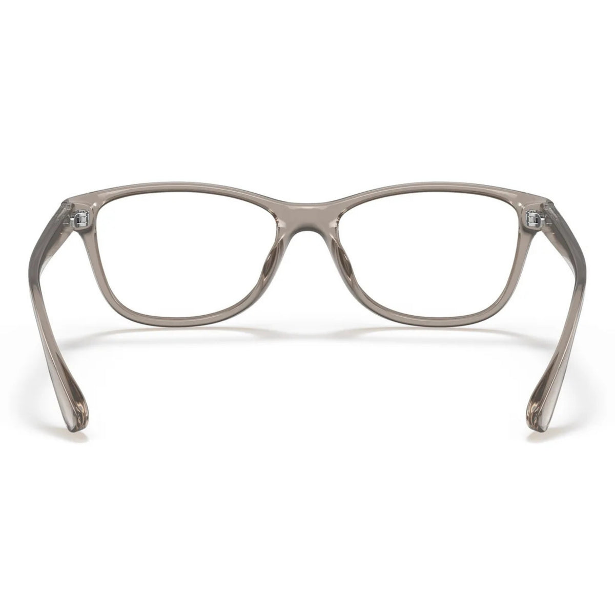Armani Exchange AX3082U transparent tundra cat-eye eyeglasses, back view of the frame and temples