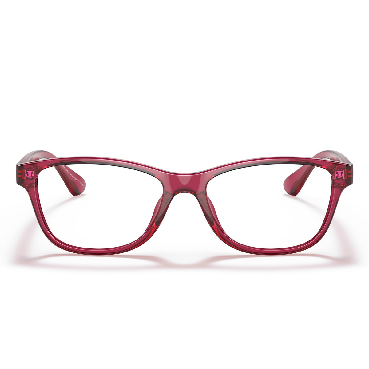 Armani Exchange AX3082U transparent pink cat-eye eyeglasses, full-rim metal and plastic frame