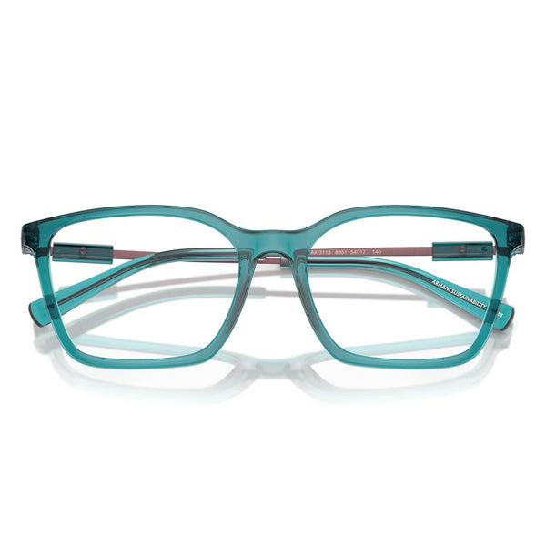 Armani Exchange AX3113 8351 Shiny Transparent Green Square Eyeglasses