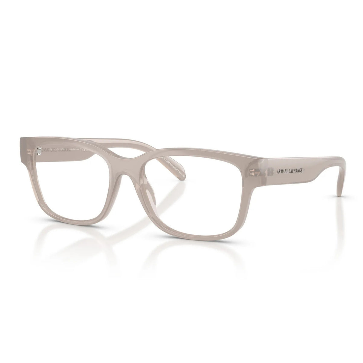 Armani Exchange AX3124U shiny opal light grey square eyeglasses with plastic frame