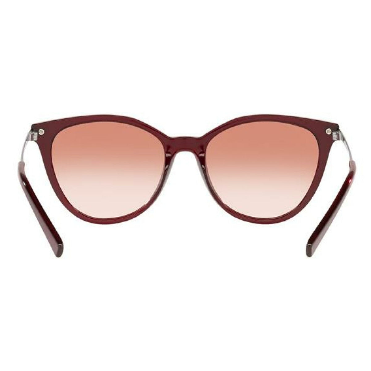 Armani Exchange AX4107S red cat-eye sunglasses, back view of the frame and temples