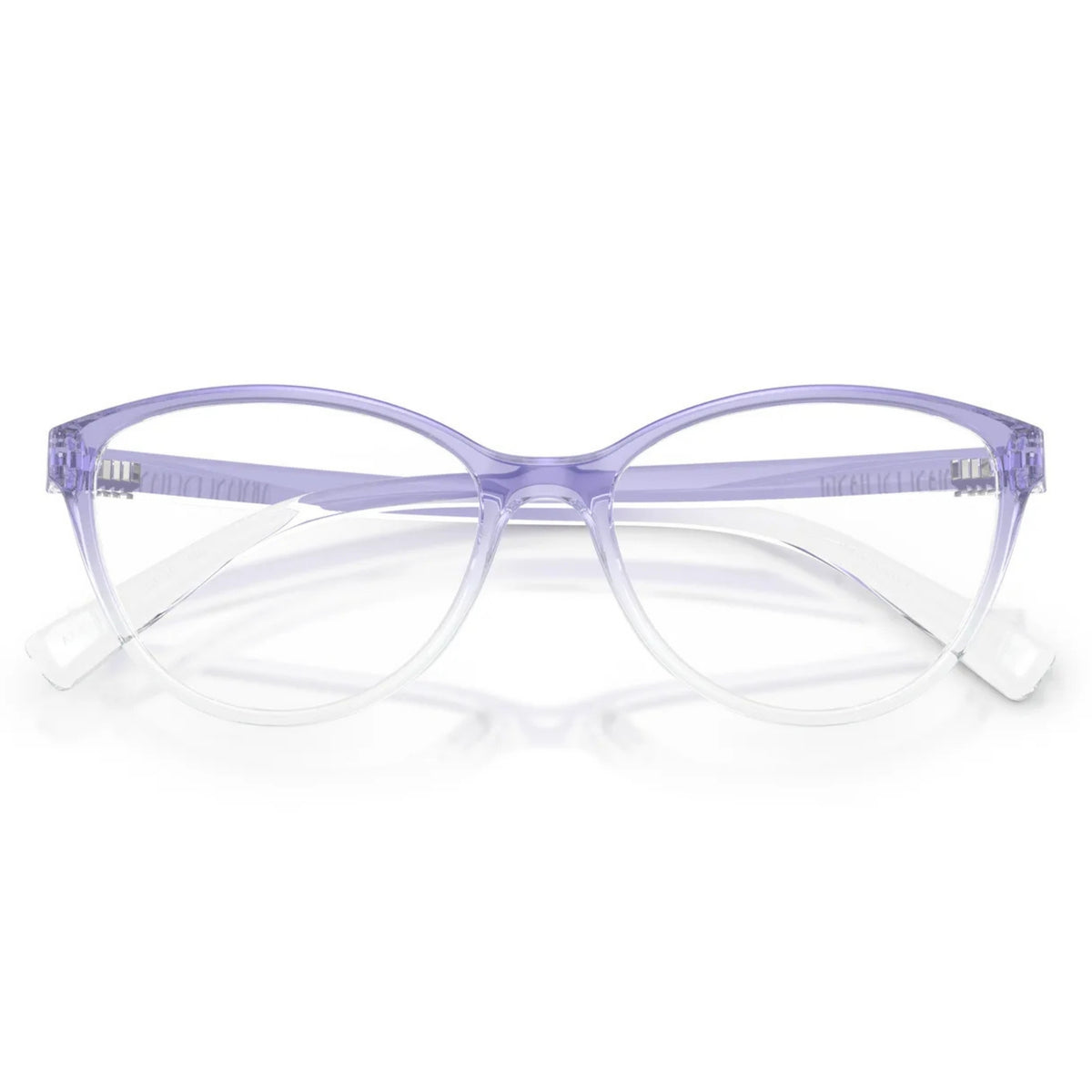 AX3053 shiny lilac gradient crystal square eyeglasses, front view with the temples folded