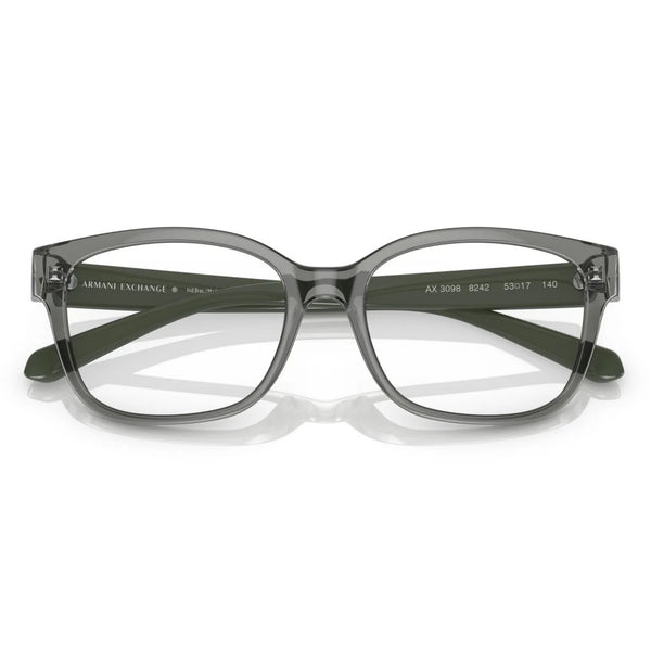 AX3098 8242 Shiny Transparent Green Rectangle Eyeglasses