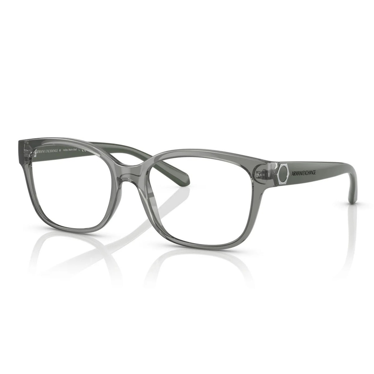 AX3098 shiny transparent green rectangle eyeglasses with plastic frame