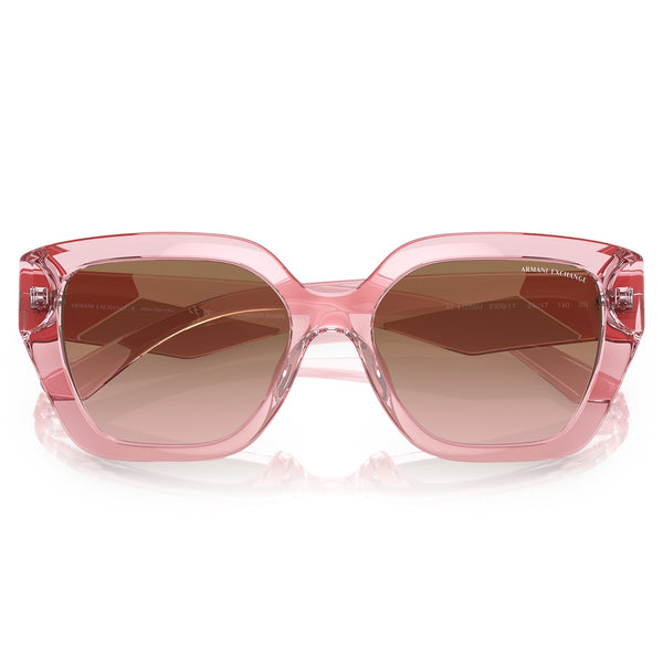AX4125SU 833911 Shiny Transparent Pink Rectangle Sunglasses