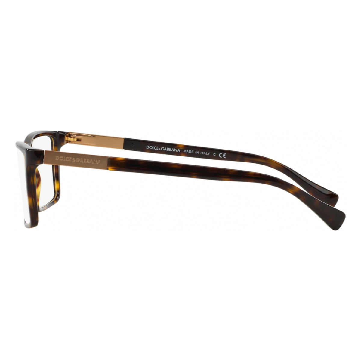 Dolce & Gabbana DG3217 havana rectangle eyeglasses, side view of the temple