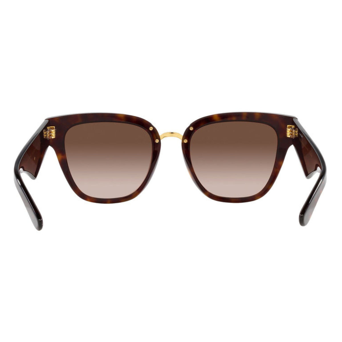 Dolce & Gabbana DG4437 havana cat-eye sunglasses, rear view of the frame and temples