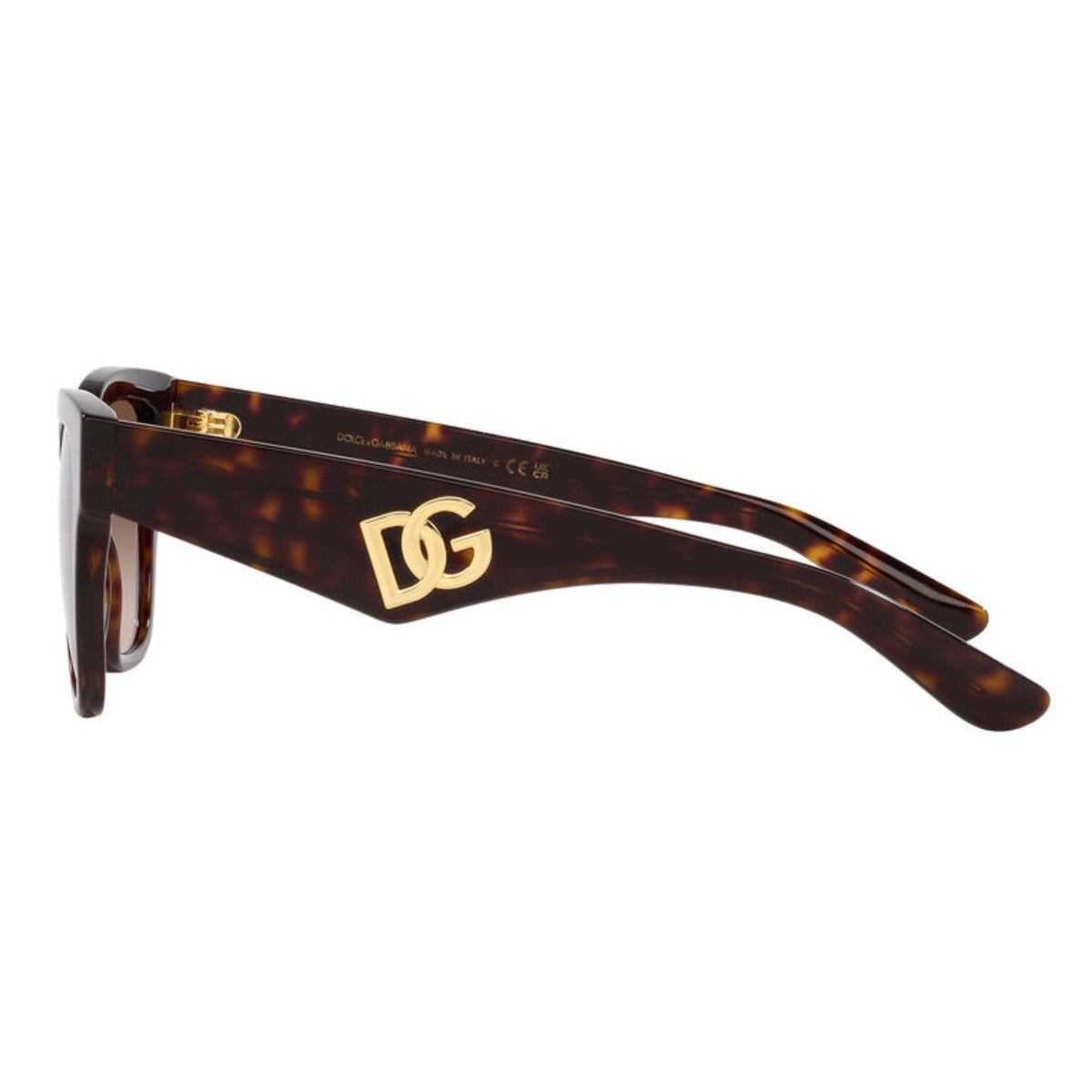 Dolce & Gabbana DG4437 havana cat-eye sunglasses, side view of the temple, another view