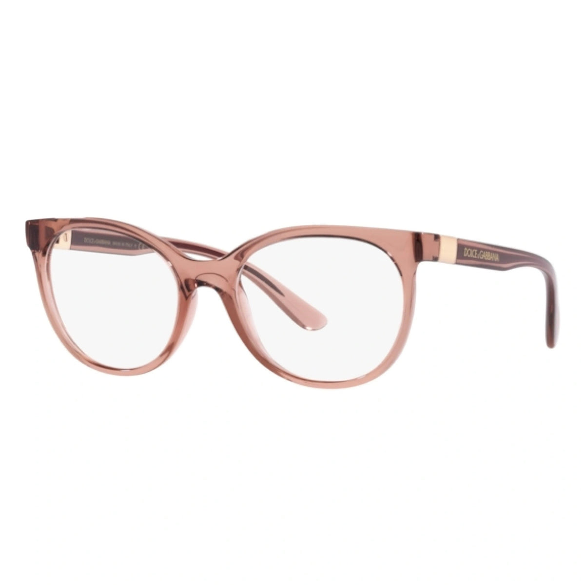 Dolce & Gabbana DG5084 transparent pink cat-eye eyeglasses with plastic frame, another view