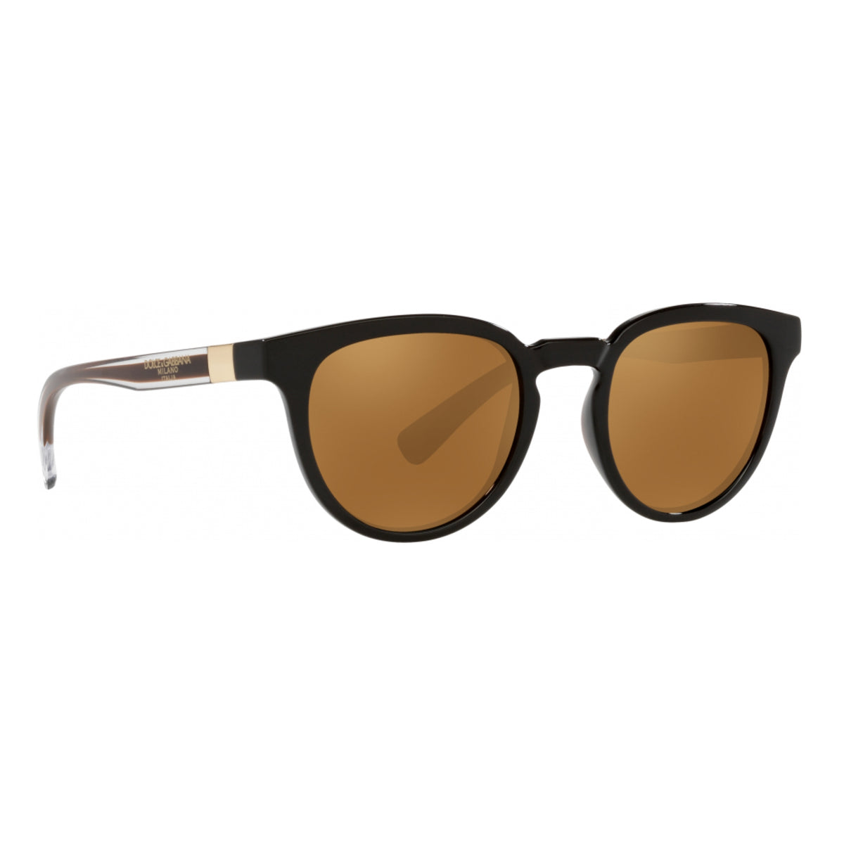 Dolce & Gabbana DG6148 transparent tobacco round sunglasses with gold mirror lenses