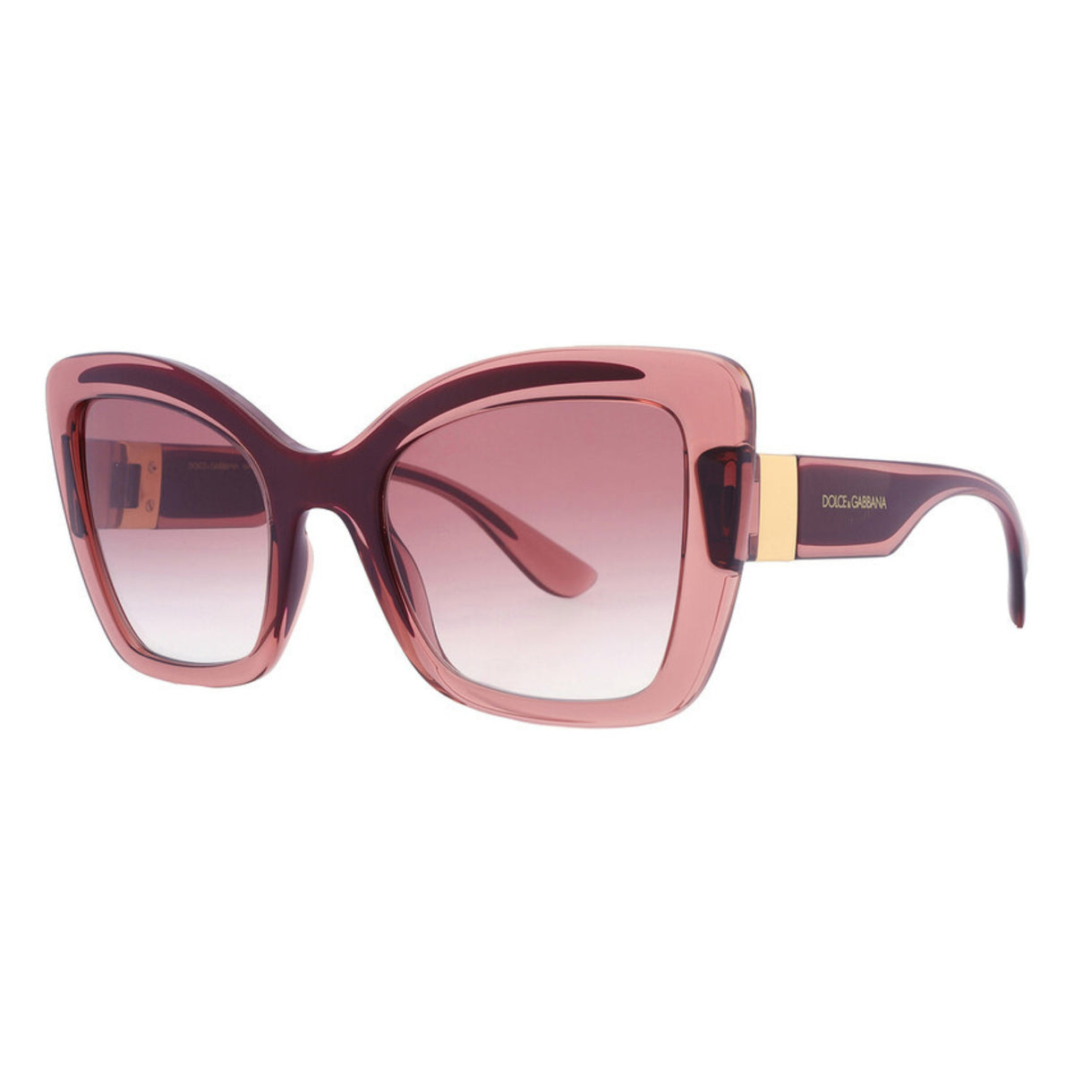 Dolce & Gabbana DG6170 transparent pink cat-eye sunglasses with pink lenses