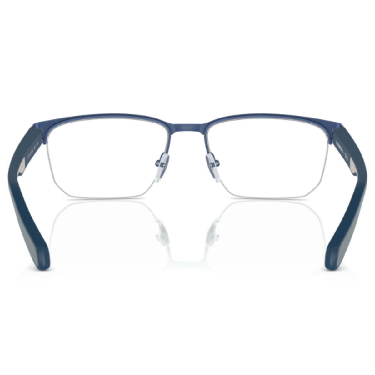Emporio Armani EA1162 matte blue geometric eyeglasses, rear view of the frame and temples