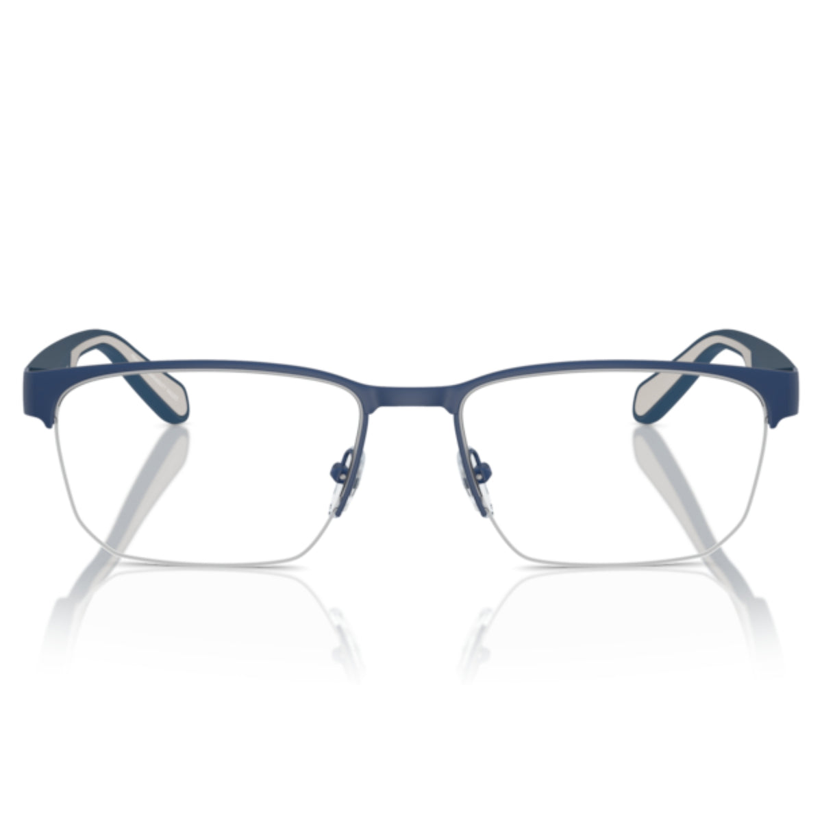 Emporio Armani EA1162 matte blue geometric eyeglasses, half-rim metal and plastic frame