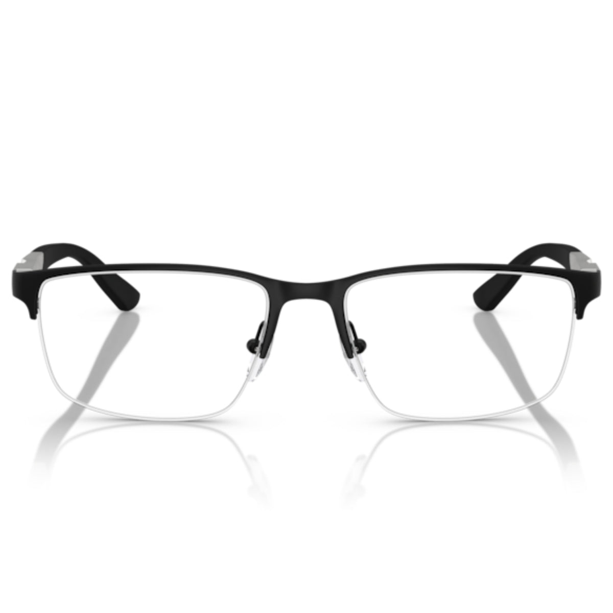 Emporio Armani EA1164 matte black rectangle eyeglasses, half-rim metal and aluminium frame