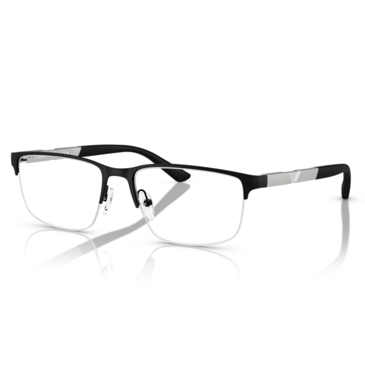 Emporio Armani EA1164 matte black rectangle eyeglasses with metal and aluminium frame