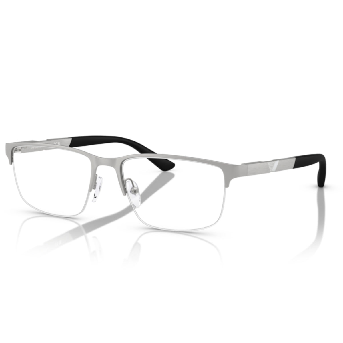 Emporio Armani EA1164 matte silver rectangle eyeglasses with metal and aluminium frame