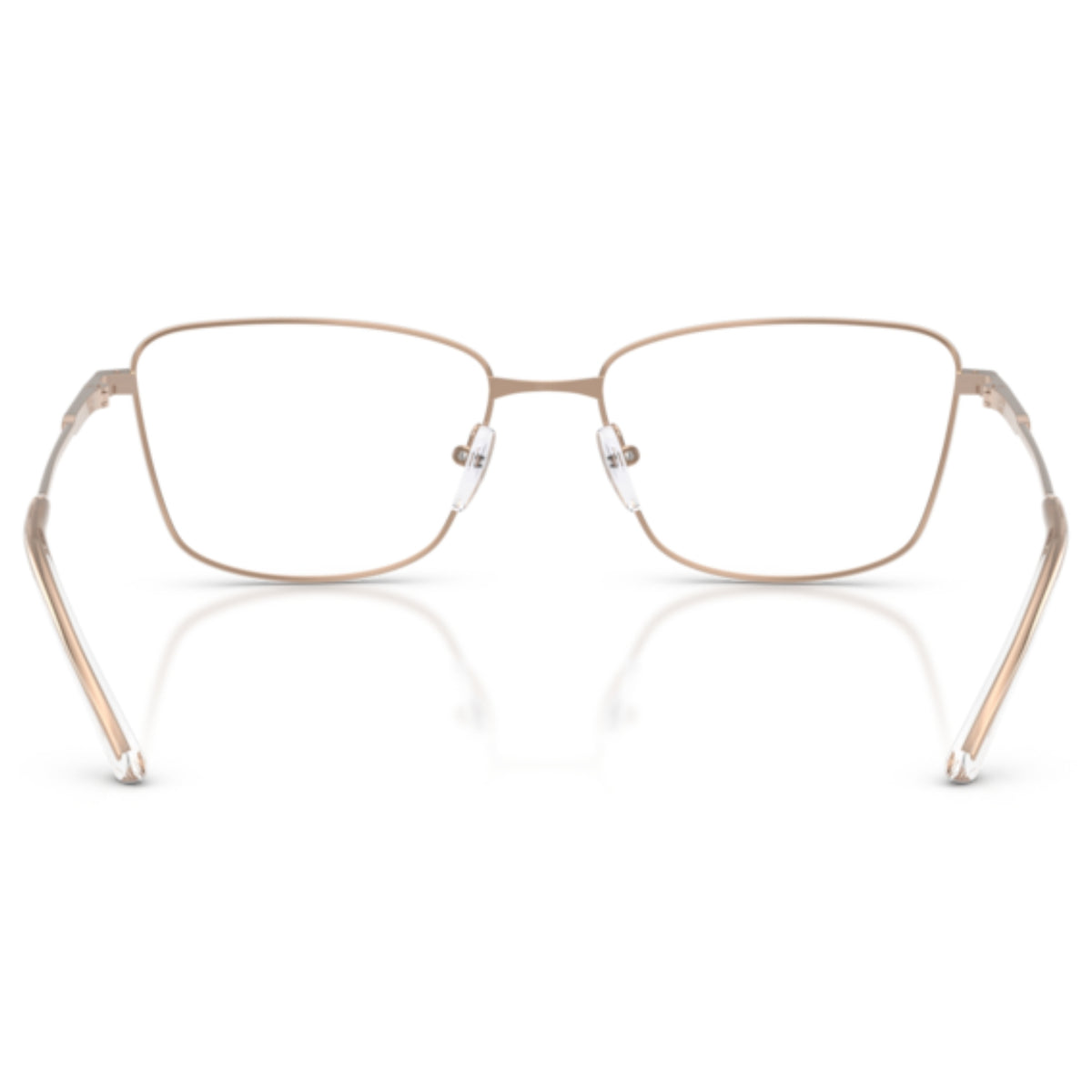 Emporio Armani EA1185B shiny rose gold geometric eyeglasses, rear view of the frame and temples