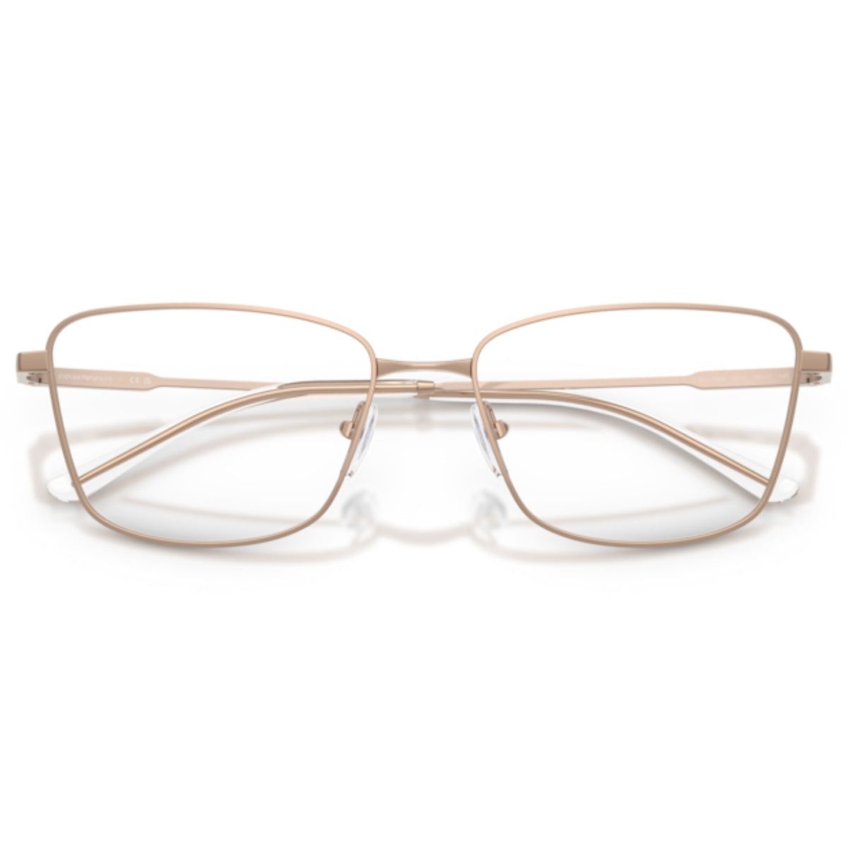 Emporio Armani EA1185B shiny rose gold geometric eyeglasses, front view with the temples folded