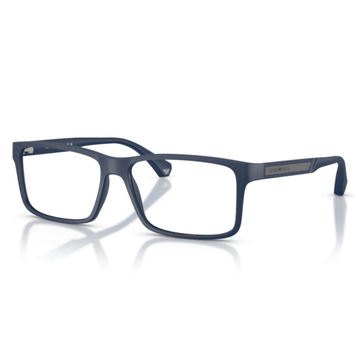 Emporio Armani EA3038 matte blue rectangle eyeglasses with plastic frame