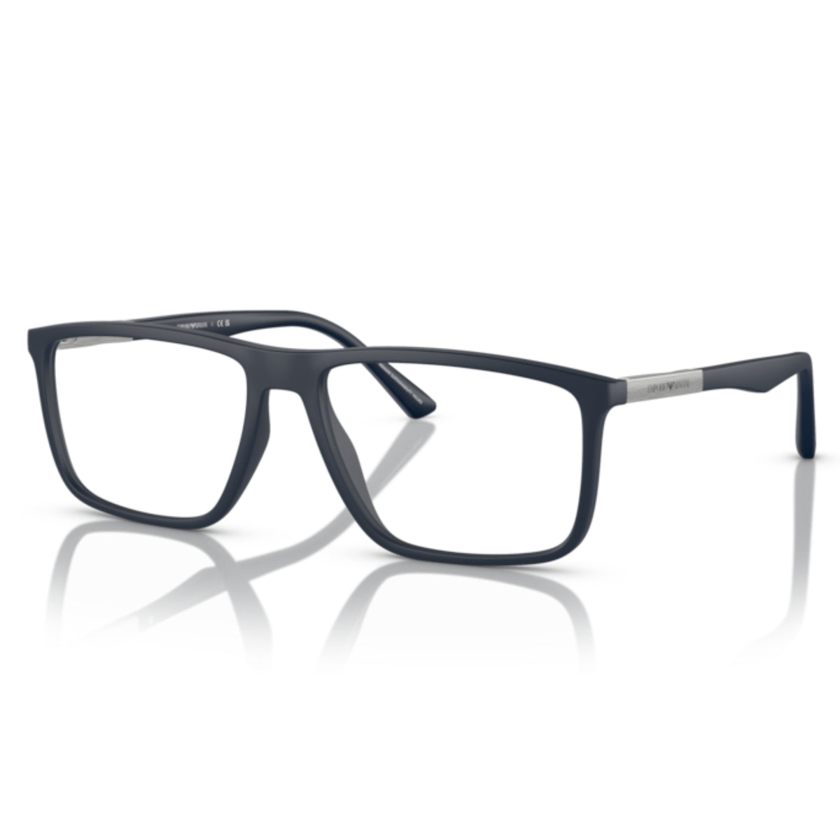 Emporio Armani EA3221 matte blue rectangle eyeglasses with plastic and aluminium frame