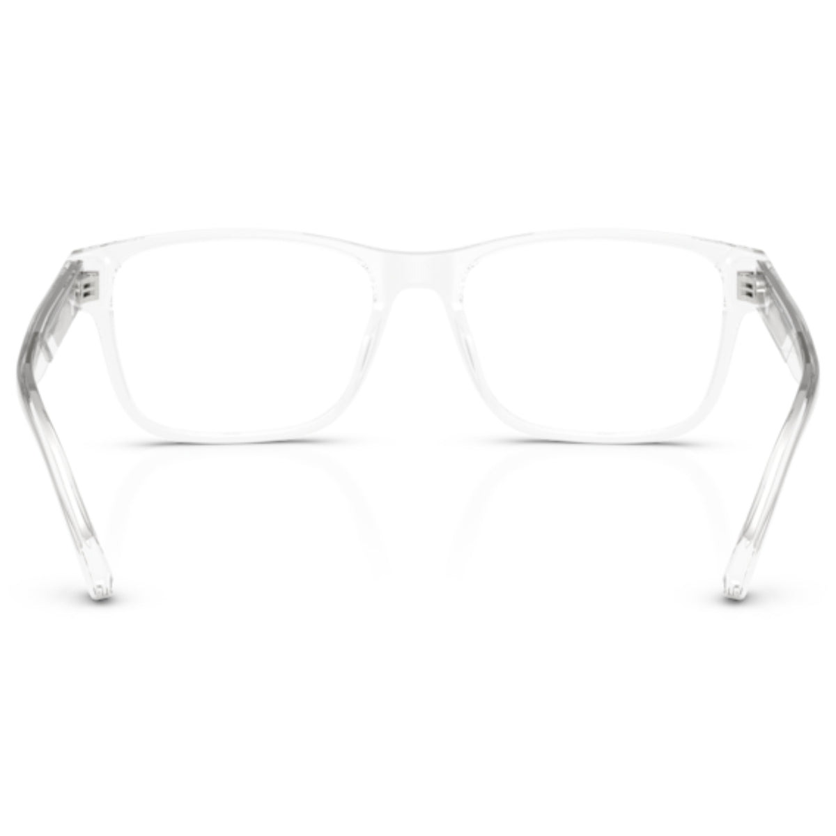 Emporio Armani EA3239 shiny crystal rectangle eyeglasses, rear view of the frame and temples
