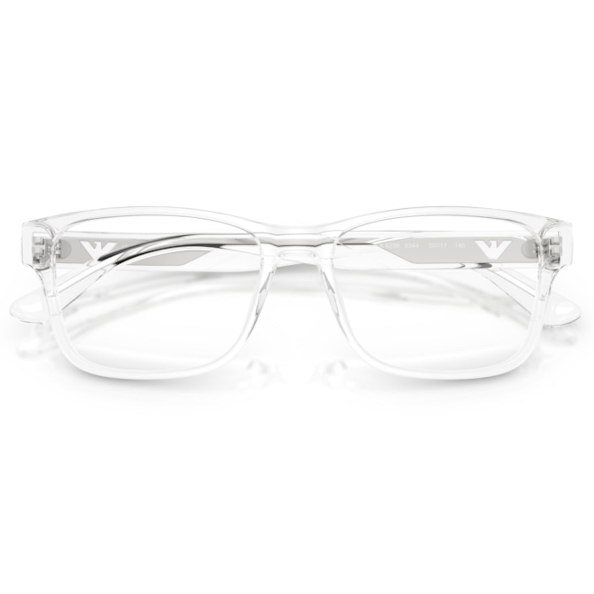 Emporio Armani EA3239 shiny crystal rectangle eyeglasses, front view with the temples folded
