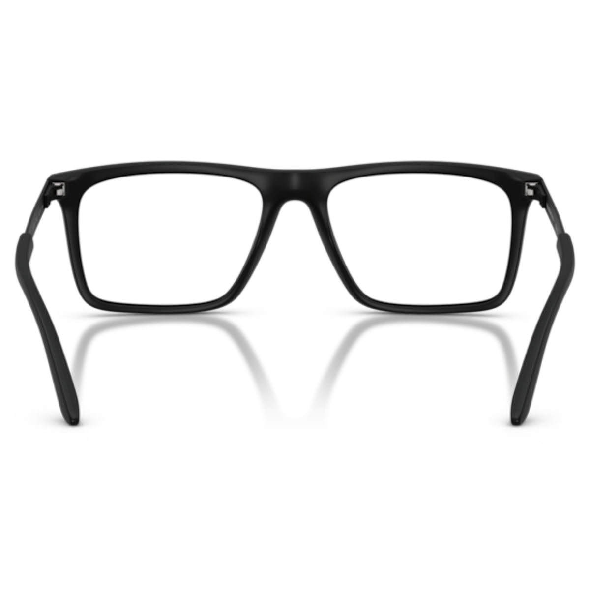 Emporio Armani EA3253 matte black square eyeglasses, rear view of the frame and temples