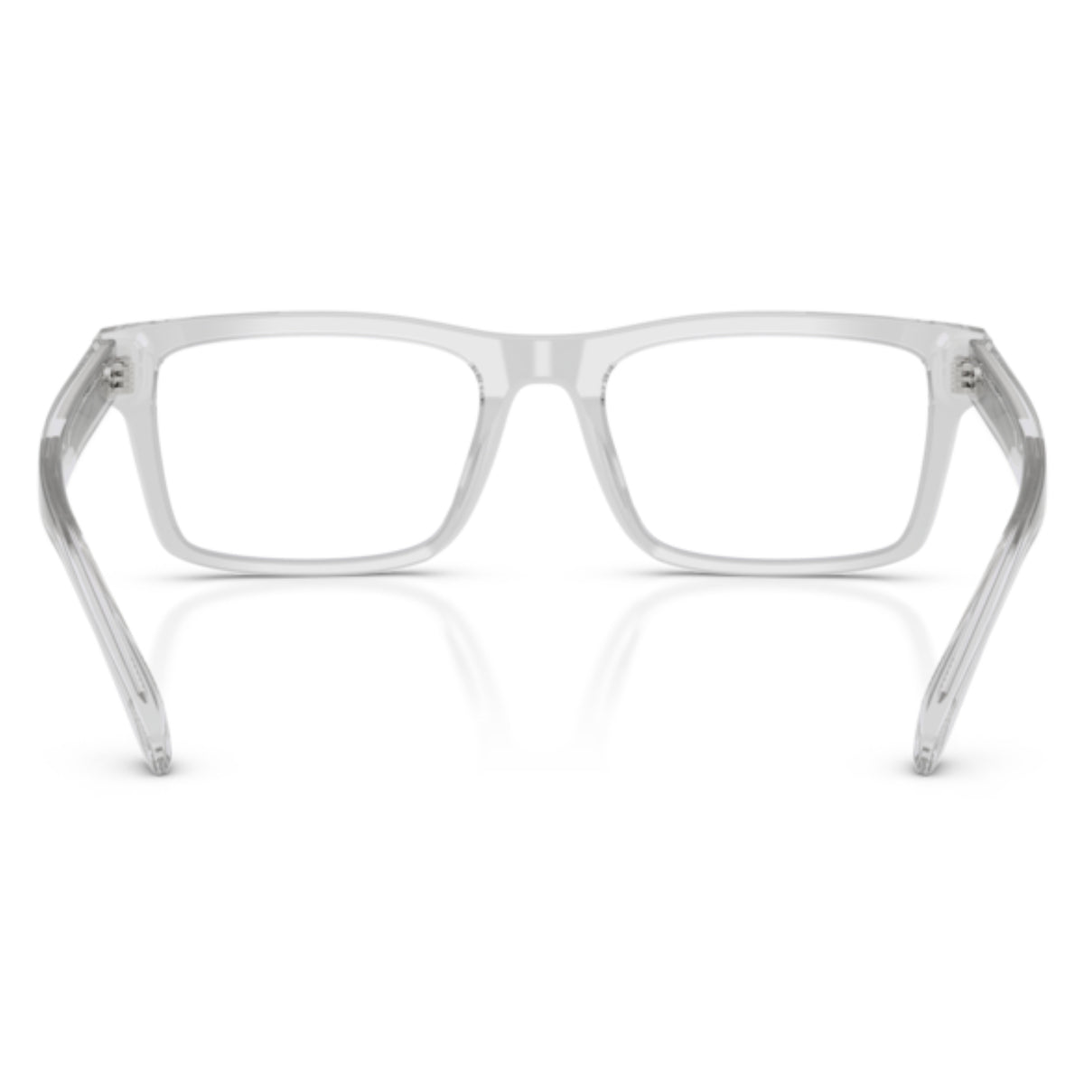 Emporio Armani EA3254 transparent crystal rectangle eyeglasses, rear view of the frame and temples