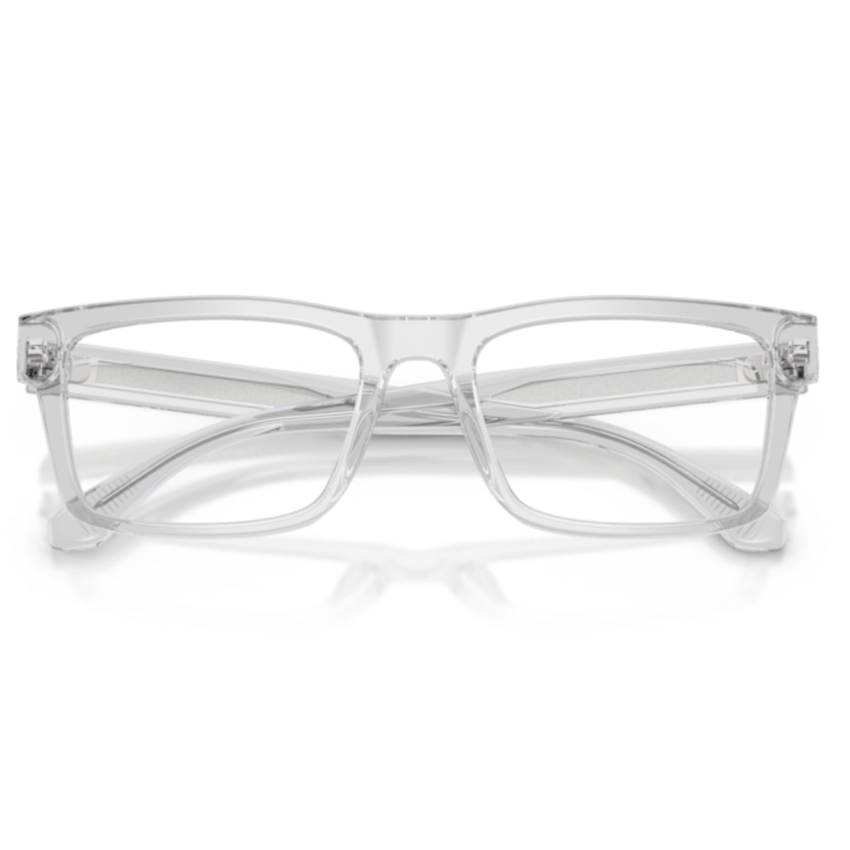 Emporio Armani EA3254 transparent crystal rectangle eyeglasses, front view with the temples folded