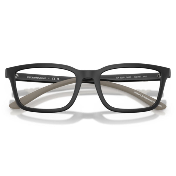 Emporio Armani EA3259 5001 Matte Black Rectangle Eyeglasses