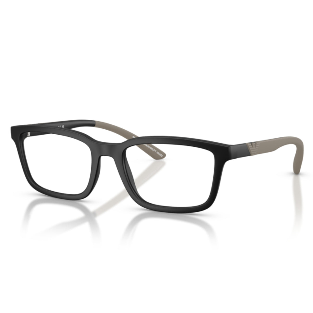 Emporio Armani EA3259 matte black rectangle eyeglasses with plastic frame