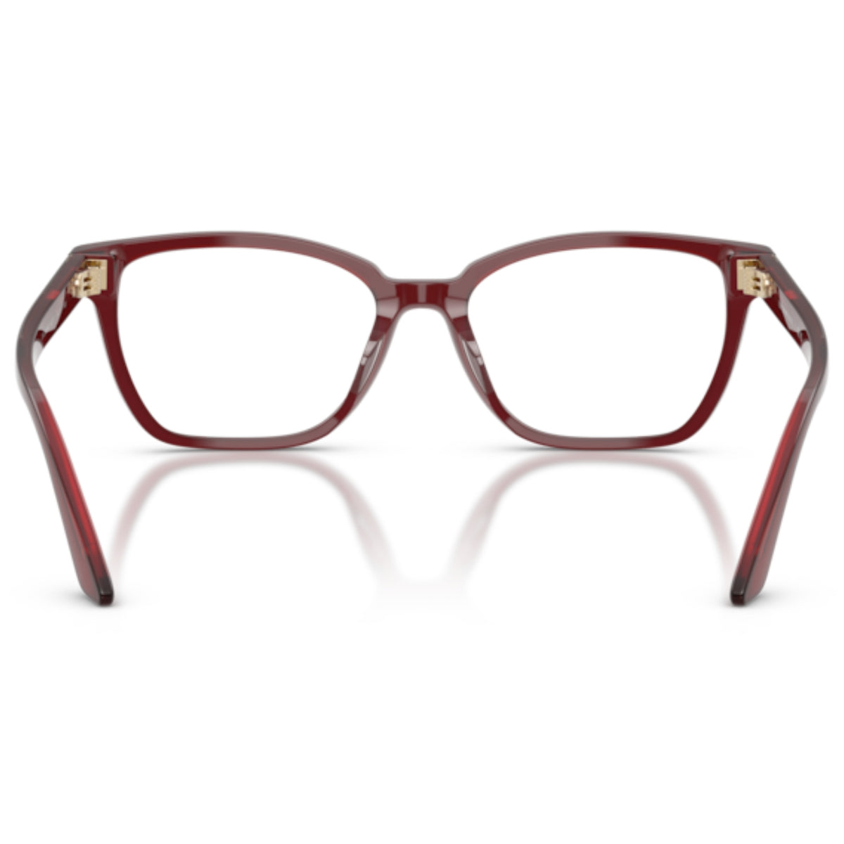 Emporio Armani EA3282BU shiny bordeaux cat-eye eyeglasses, rear view of the frame and temples