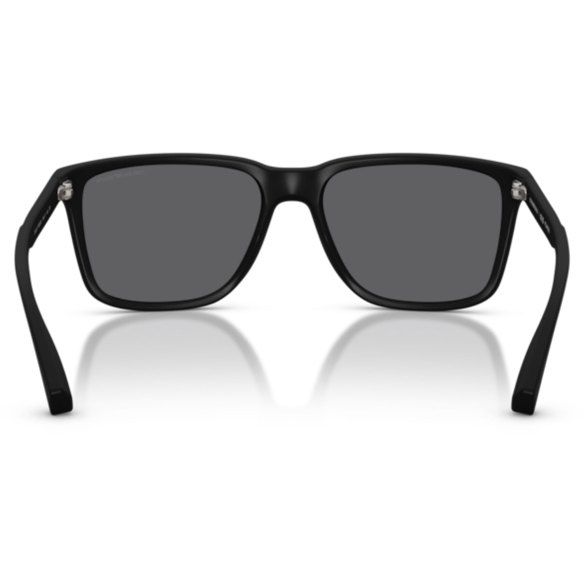 Emporio Armani EA4047 rubber black square sunglasses, rear view of the frame and temples
