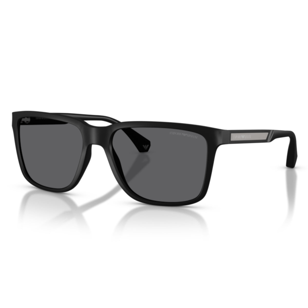 Emporio Armani EA4047 rubber black square sunglasses with grey lenses