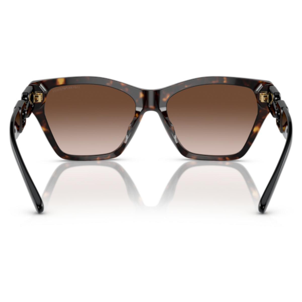 Emporio Armani EA4203U shiny havana cat-eye sunglasses, rear view of the frame and temples
