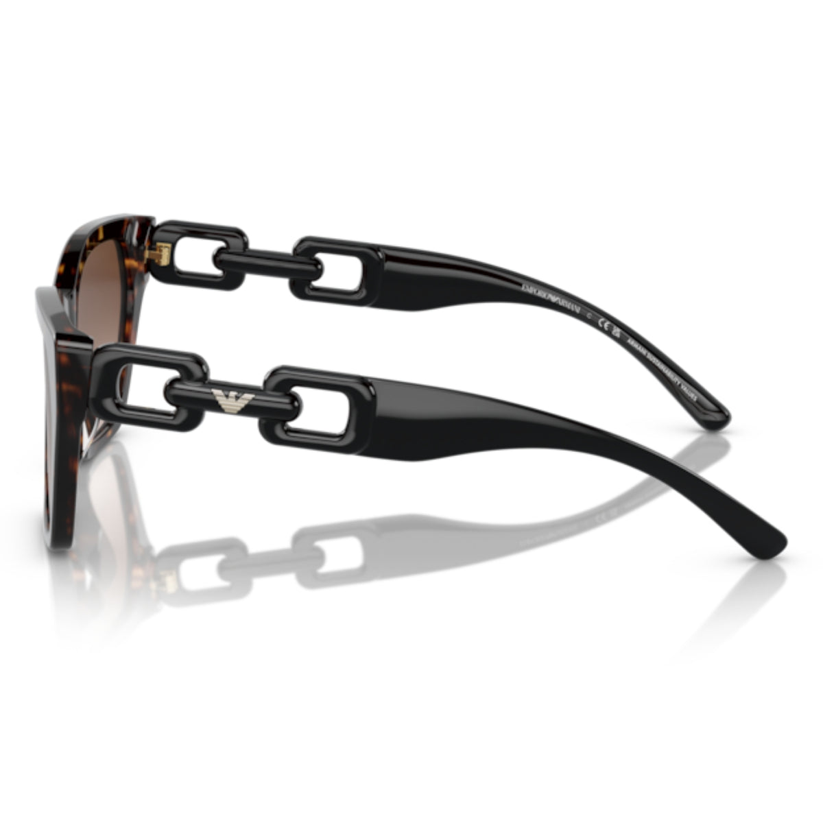 Emporio Armani EA4203U shiny havana cat-eye sunglasses, side view of the temple