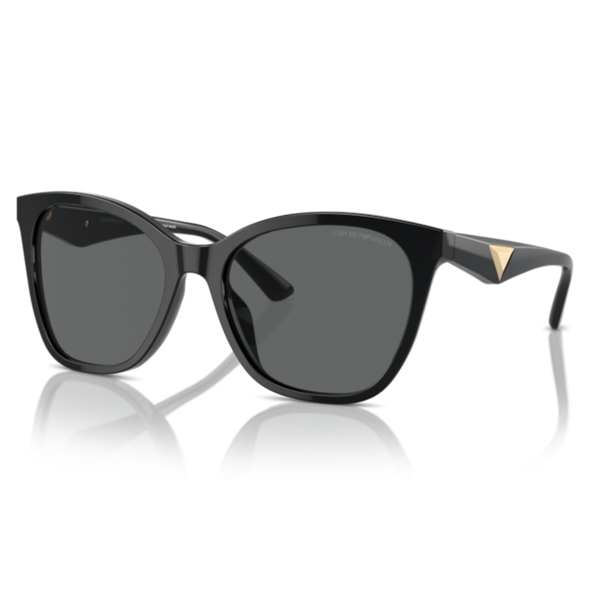 Emporio Armani EA4222U shiny black cat-eye sunglasses with dark grey lenses