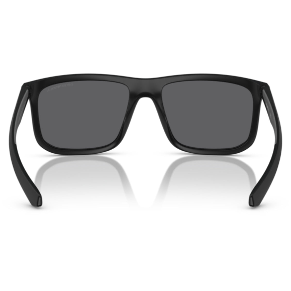 Emporio Armani EA4234U matte black square sunglasses, rear view of the frame and temples