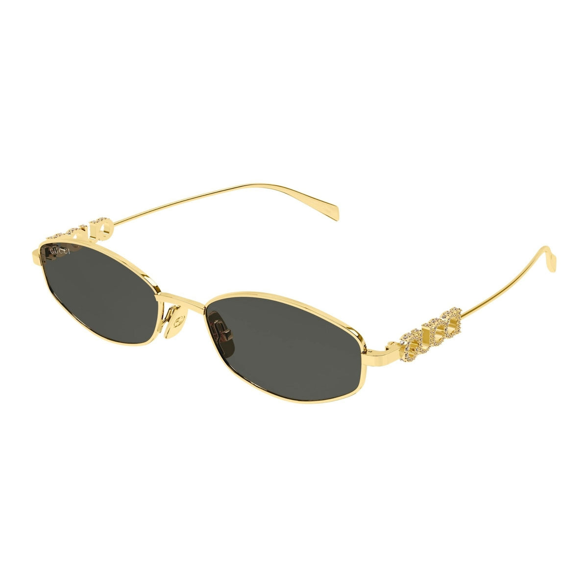 Gucci GG1802S gold oval sunglasses with grey lenses